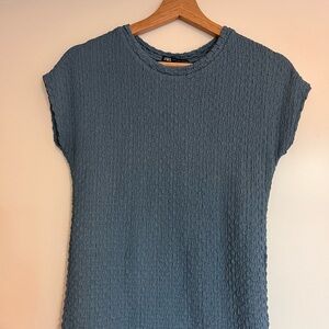 Zara Textured Short Sleeve Top in Blue